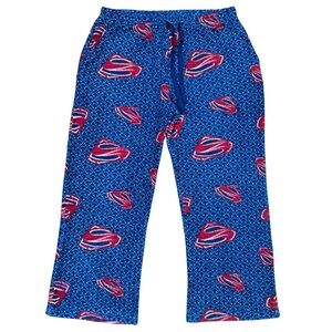 DC Comics Men’s Superman Logo Adjustable Blue Red Fleece Pajama Loungewear Pants